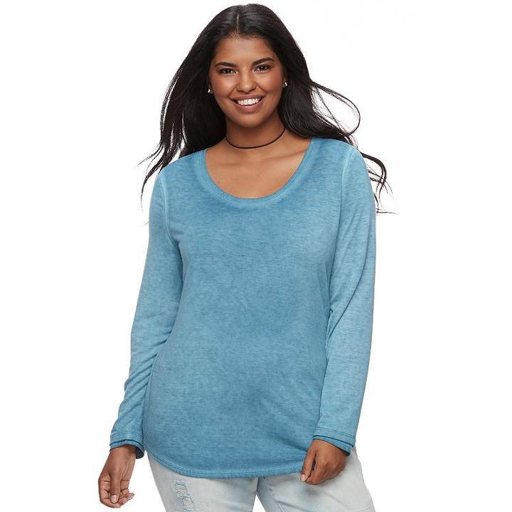 Juniors' Plus Size Mudd&reg; Scoopneck Tee, Teens, Size: 2xl, Blue