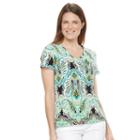 Women's Caribbean Joe Side Rouche Top, Size: Large, Oxford