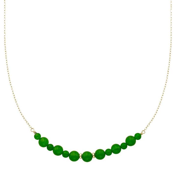 14k Gold Jade Beaded Necklace, Women's, Size: 17, Green