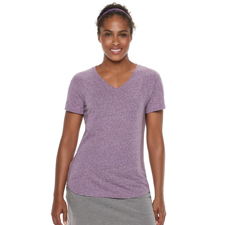 Women's Tek Gear&reg; Essential V-neck Short Sleeve Tee, Size: Small, Drk Purple