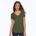 Juniors' So&reg; Short Sleeve V-neck Tee, Girl's, Size: Small, Med Green