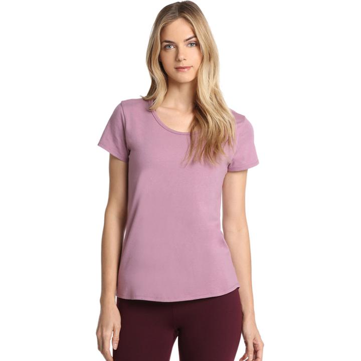 Women's Danskin Half Moon Short Sleeve Tee, Size: Small, Lt Purple