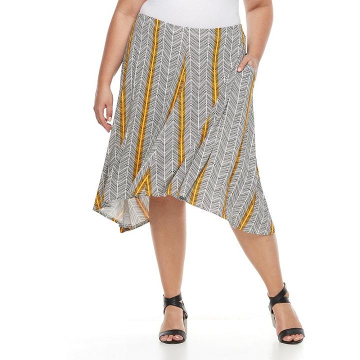 Plus Size Apt. 9&reg; Shark Bit A-line Midi Skirt, Women's, Size: 2xl, Natural
