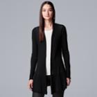 Women's Simply Vera Vera Wang Waffle-stitch Open Front Cardigan, Size: Medium, Black