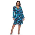 Plus Size Suite 7 Wrap Dress, Women's, Size: 18 W, Blue Multi