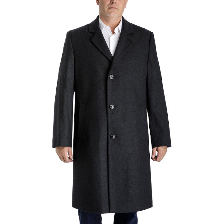 Men's Towne By London Fog Wool-blend Top Coat, Size: 46 Long, Med Grey