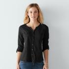 Women's Sonoma Goods For Life&trade; Utility Roll-tab Shirt, Size: Xl, Black