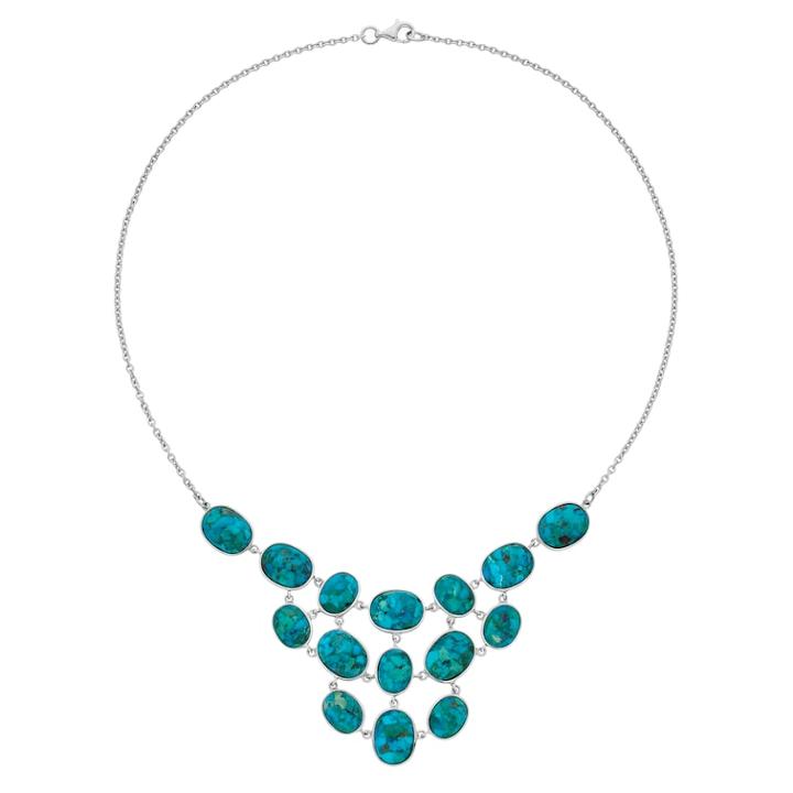 Sterling Silver Simulated Turquoise Statement Necklace, Women's, Green