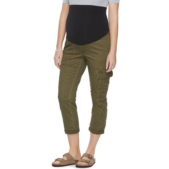 Maternity A:glow Belly Panel Utility Capris, Women's, Size: 12-mat, Dark Green