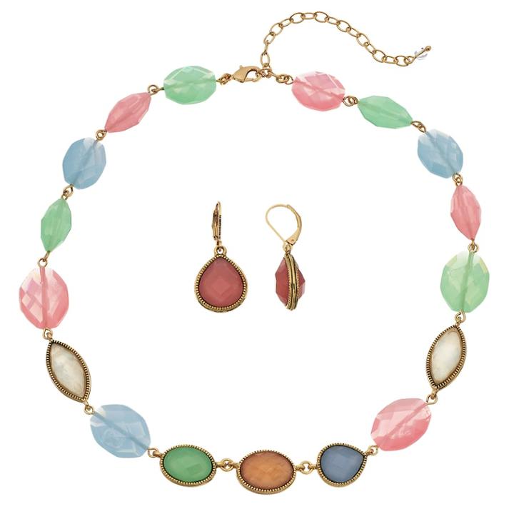 Napier Colorful Collar Necklace & Drop Earring Set, Women's, Multicolor