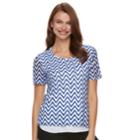 Women's Napa Valley Chevron Mock-layer Necklace Top, Size: Small, Med Blue