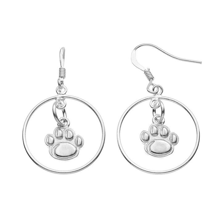 Dayna U Penn State Nittany Lions Sterling Silver Logo Charm Hoop Drop Earrings, Women's, Grey