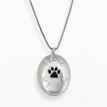 Sterling Silver I Love My Dog Oval Locket, Women's, Size: 18, Grey