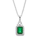 Radiant Gem Sterling Silver Simulated Emerald Halo Pendant Necklace, Women's, Size: 18, Green