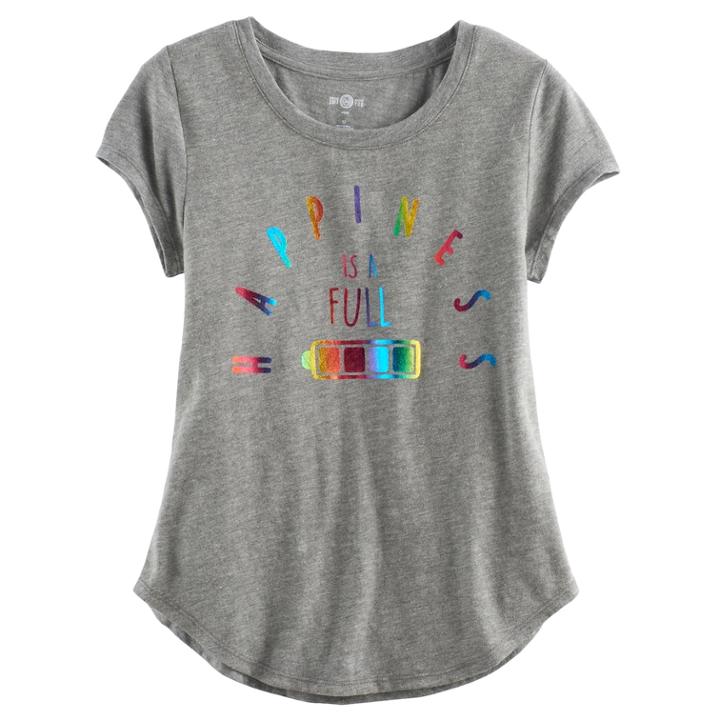 Girls Plus Size So&reg; Rolled Cuff Graphic Tee, Size: 12 1/2, Blue