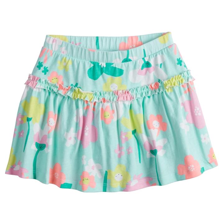 Girls 4-10 Jumping Beans&reg; Happy Flower Ruffled Skort, Size: 6, Light Blue