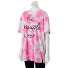 Juniors' Awake The Struggle Is Real Oversized Graphic Tee, Girl's, Size: Xs, Pink