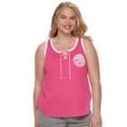 Juniors' Plus Size So&reg; Beach Squad Lace-up Tank Top, Size: 1xl, Med Pink