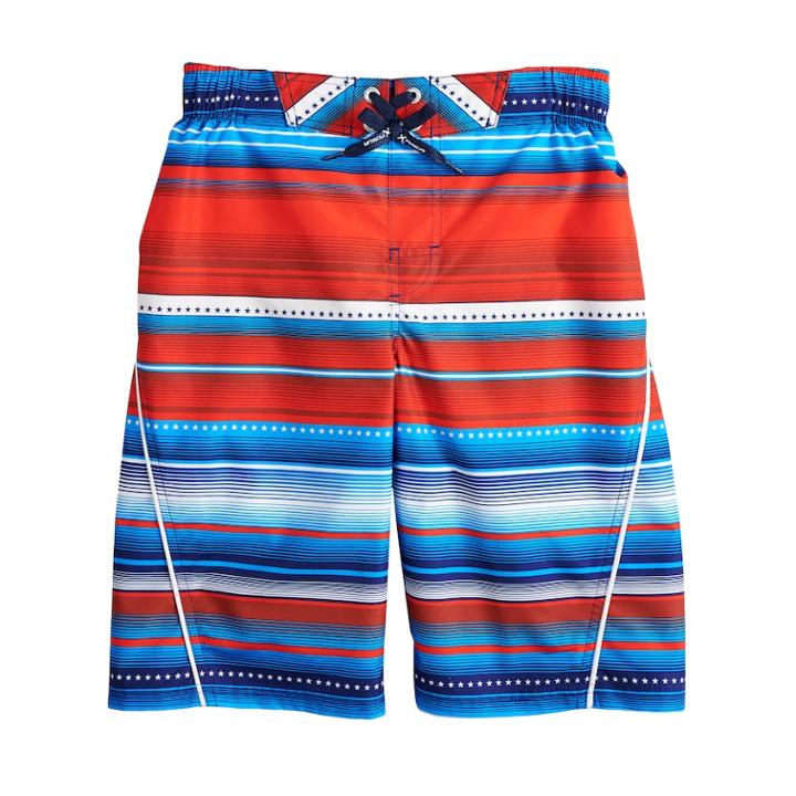 Boys 8-20 Zeroxposur Patriot Striped Swim Trunks, Size: Medium, Brt Red