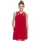 Juniors' Speechless Cutout Shoulder Swing Dress, Teens, Size: Small, Dark Red