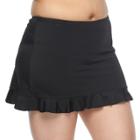 Plus Size A Shore Fit Hip Minimizer Ruffled Skirtini Bottoms, Women's, Size: 24 W, Black