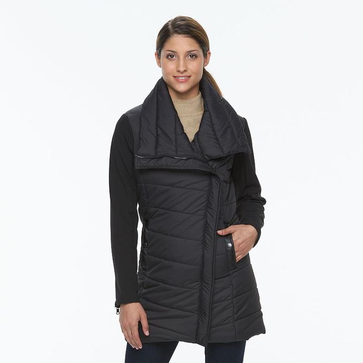 Women's Triple Star Bubble Quilted Jacket, Size: Xl, Black