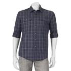 Men's Apt. 9&reg; Modern-fit Plaid Roll-tab Button-down Shirt, Size: Medium, Purple