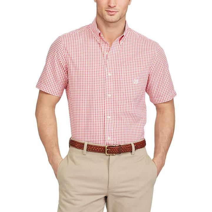 Men's Chaps Classic-fit Tattersall Checked Easy-care Button-down Shirt, Size: Large, Red