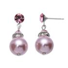 Crystal Avenue Silver-plated Crystal And Simulated Pearl Drop Earrings - Made With Swarovski Crystals, Women's, Red