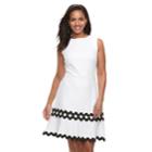 Women's Nina Leonard Scalloped Crepe Fit & Flare Dress, Size: Large, White