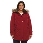 Plus Size Gallery Hooded Stadium Jacket, Women's, Size: 1xl, Red