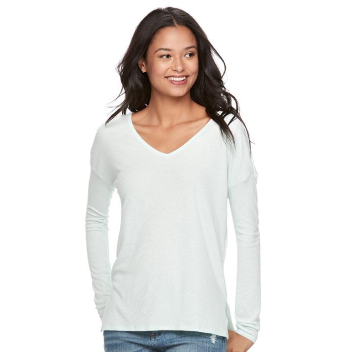 Juniors' So&reg; Double Bar V-back Tunic, Teens, Size: Medium, Lt Green