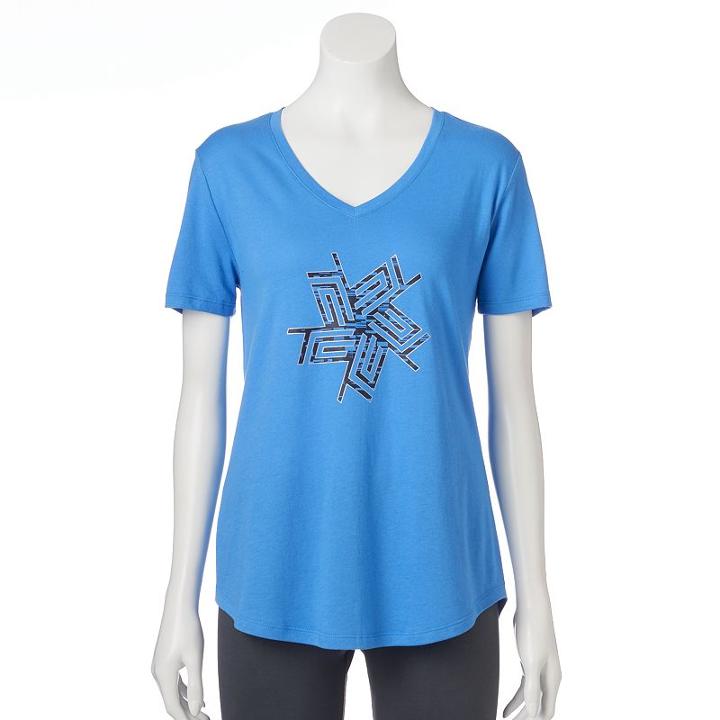 Women's Tek Gear&reg; Dry Tek V-neck Tee, Size: Large, Med Blue