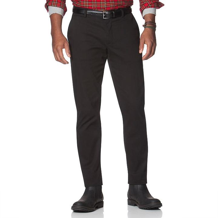 Men's Chaps Classic-fit Twill Flat-front Pants, Size: 33x32, Black