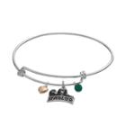 Fiora Sterling Silver Baylor Bears Charm Bangle Bracelet, Women's, Green