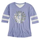 Girls 7-16 Mudd&reg; Crochet Striped Sleeve Varsity Tee, Size: 14, Med Blue