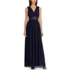 Women's Chaps Sequined Fit & Flare Evening Gown, Size: 12, Blue (navy)