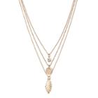 Lc Lauren Conrad Layered Filigree Disc & Feather Pendant Necklace, Women's, Gold