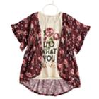 Girls 7-16 & Plus Size Self Esteem Graphic Tank Set With Kimono & Necklace, Size: Xxl Plus, Black