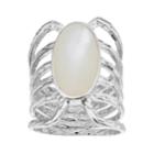 Olive & Ivy Silver Plated Mother-of-pearl Multi Row Ring, Women's, Size: 8, White