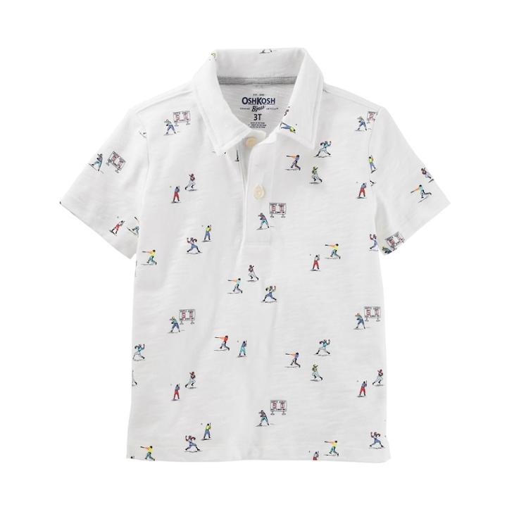 Boys 4-12 Oshkosh B'gosh&reg; Patterned Polo Shirt, Size: 10, Ivory