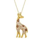 Artistique Crystal 18k Gold Over Silver Giraffe Pendant Necklace - Made With Swarovski Crystals, Women's, Yellow