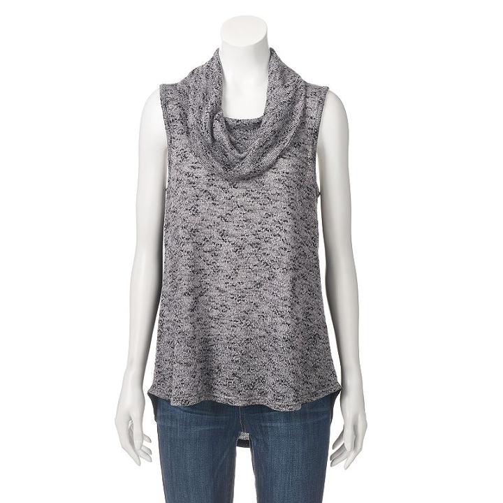 Women's Angels Cowlneck Marled Sleeveless Top, Size: Small, Oxford
