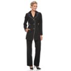 Women's Le Suit Piped Topper Pant Suit Set, Size: 18, Grey (charcoal)