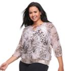 Plus Size Jennifer Lopez Surplice Mesh Top, Women's, Size: 0x, Black