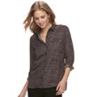 Women's Apt. 9&reg; Convertible Button Tab Blouse, Size: Large, Dark Grey