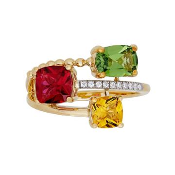 David Tutera 14k Gold Over Silver Simulated Gemstone & Cubic Zirconia Ring, Women's, Size: 7, Green