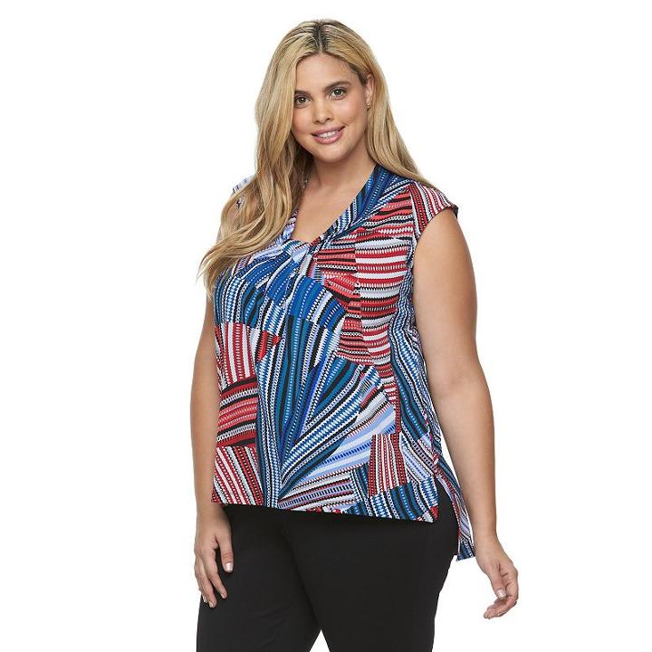 Plus Size Dana Buchman Knotted V-neck Top, Women's, Size: 1xl, Black