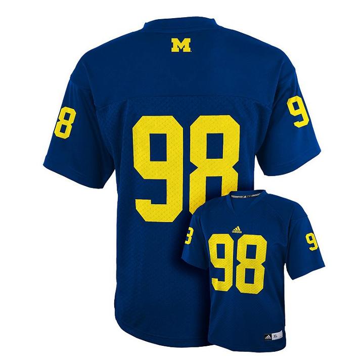 Boys 4-7 Adidas Michigan Wolverines Replica Football Jersey, Boy's, Size: L(7), Blue (navy)
