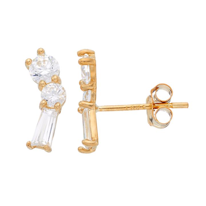 Gold 'n' Ice 10k Gold Cubic Zirconia Constellation Stud Earrings, Women's, White